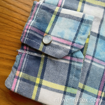 Katoenen plaid fleece herenoverhemden met lange mouwen